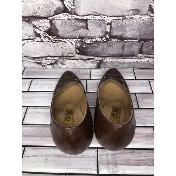 Cities VTG Brown Leather Pointed Toe Dress High Heels Women’s Sz 6M US/36.5EU - Picture 8 of 16